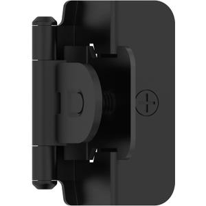 Amerock BPR8719FB | Cabinet Hinge | 1/2 in (13 mm) Overlay Single Demountable | Partial Wrap | Matte Black | Kitchen Cabinet Door Hinge | 1 Pair/2 Pack | Functional Hardware
