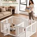 Rossny 12-Panel Indoor Dog Puppy Playpen with Divider, Potty + Play Zone
2 Doors for Play & Dining Zones, 24" H 60" L for Small Dogs, Scratch-Free Plastic HPDE Pet Enclosure, Tool-Free, Breezy