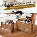 2-in-1 Acacia Wood Kitchen Utensil Holder with Removable Caddy