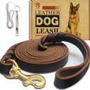 Leather Dog Leash 8ft x 3/4 inch,Strong Heavy Duty Genuine Leather Braided Dog Training Leash, Soft and Comfortable for Large Dogs, Medium Small Dogs (Brown, 8FT*3/4in)