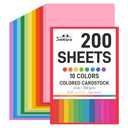 3 otters 200Sheets Construction Paper, Cardstock 8.27" x 11.7", 10 Assorted Colors Card Stock Printer Paper 65lb/180GSM, for Printing, DIY Crafts, Classroom Must Haves, Kids School Supplies, Party Dec