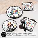 96Pcs Bicycle Birthday Party Decorations Mountain Bike Road Birthday Plates and Napkins Sets Sports Bicycle Racing Decorations for Boys Teens Adults Sports Bike Lover Bday Party Supplies Serves 24