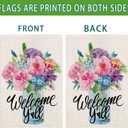 3 x Spring Flag 28x40 Inch Double Sided Outside, Spring Summer House Flags, Floral Welcome Yard Outdoor Flag