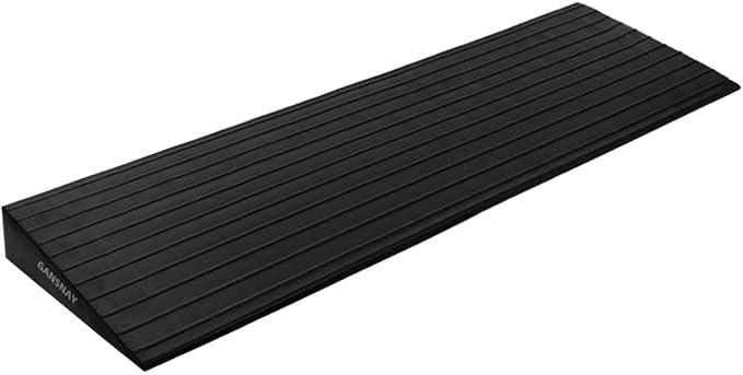 GANSNAY Threshold Ramp for Doorways 2" Rise- Odorless Indoor Entry Ramp- Non-Slip& Cuttable Handicap Ramp for Wheelchairs, Robot Vacuum Cleaners, Scooters, Strollers- Black- 2″Rise (31.5″×8.7″)