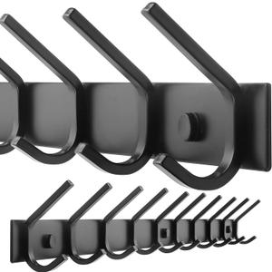 WEBI Coat Rack Wall Mounted,10 Hooks for Hanging Coats,30 Inch Hook Rack Hook Rail Coat Hanger Wall Mount for Backpack,Clothes,Jacket,Black
