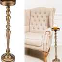 Yalikop Drink Table Pedestal Side Table Round Martini End Table Small Cocktail Drink Stand for Small Spaces Nightstand Bedroom Couch Chair Vintage Metal Decor, 5.74 x 5.74 x 25.98'', Brass (Novelty)