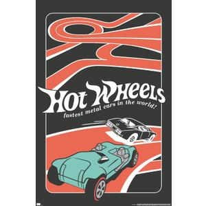 Mattel Hot Wheels - Red Minimalist Wall Poster, 34L" x 22.4W", Premium Unframed Version