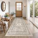 Vintage Hallway Runner Rug 2.5x8: Large Soft Washable Entryway for Kitchen Laundry Room Non-Slip Backing Runner for Entrance Living Room Bedroom Bathroom - Beige