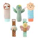 The Peanutshell Sock Rattles Set of 5 - Girl Boy Rattle Socks, Baby Toys 0-6-12 Month, Animal Newborn High Contrast Baby, Infant, New Born Toys 0-3 0-6 Months Old Babies - Boho