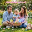 Bunny Bubble Gun Machine for Girl Easter Basket Stuffer, 360 Leak-Proof LED & 10,000+ BPM, Includes Surprise Stickers, Outdoor Birthday for Toddlers Ages 3-6