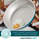 Rachael Ray Create Delicious Deep Nonstick Frying Pan / Fry Pan / Skillet with Lid - 9.5 Inch, Blue (Teal Shimmer)