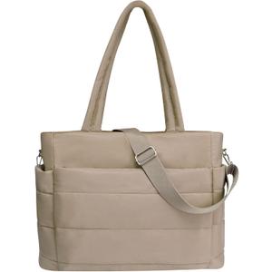 Quilted Tote Bag, Large Carryall Shoulder Hobo Bag, Lightweight Puffer Design