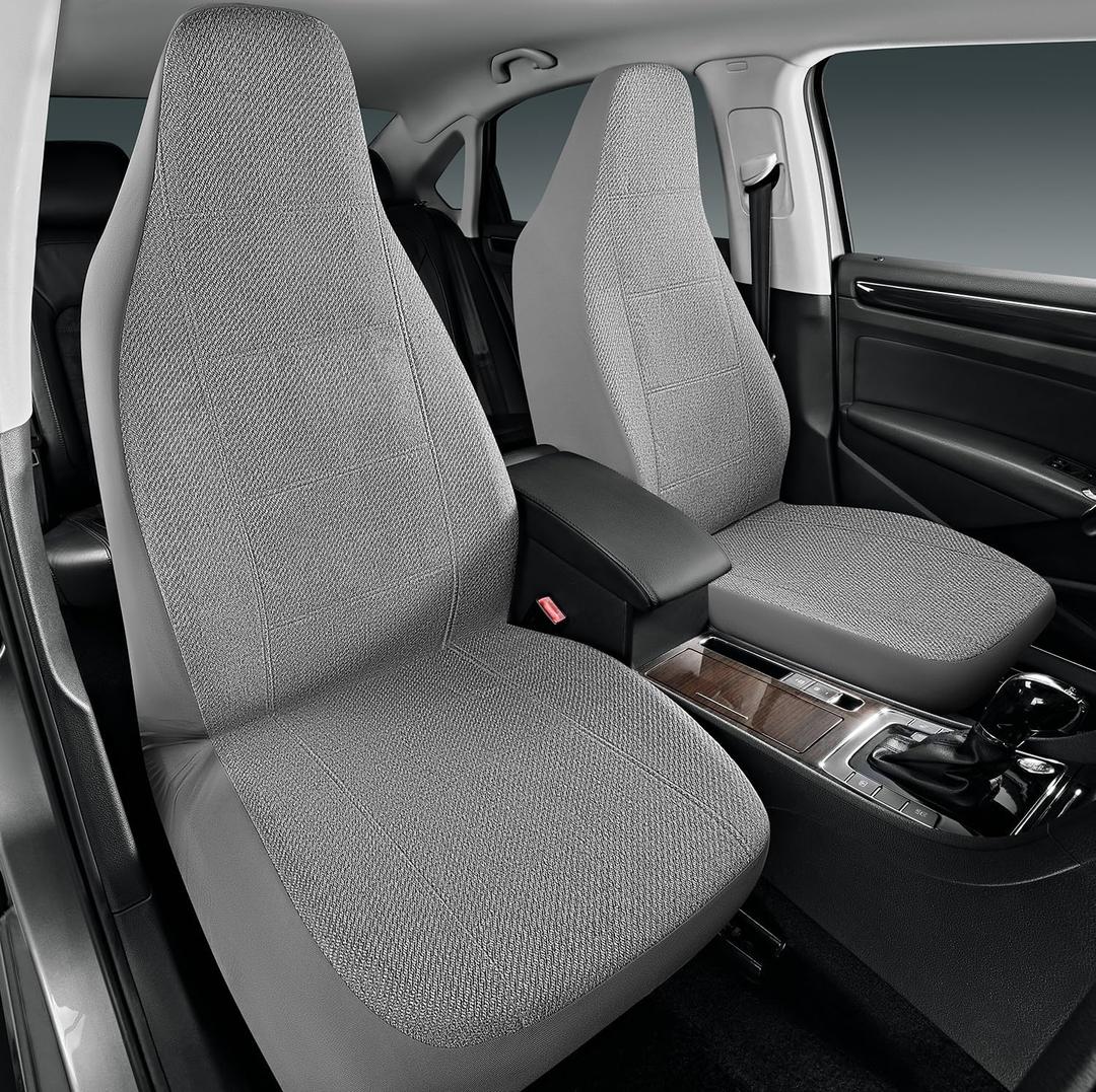 Road Comforts Car Seat Covers for Front Seat, High Back Heavy Duty Breathable Flax Seat Protector, Airbag, Not Seat Belt Compatible, Washable Seat Cover Fits for Most Cars, Trucks, SUVs, Vans (gray)