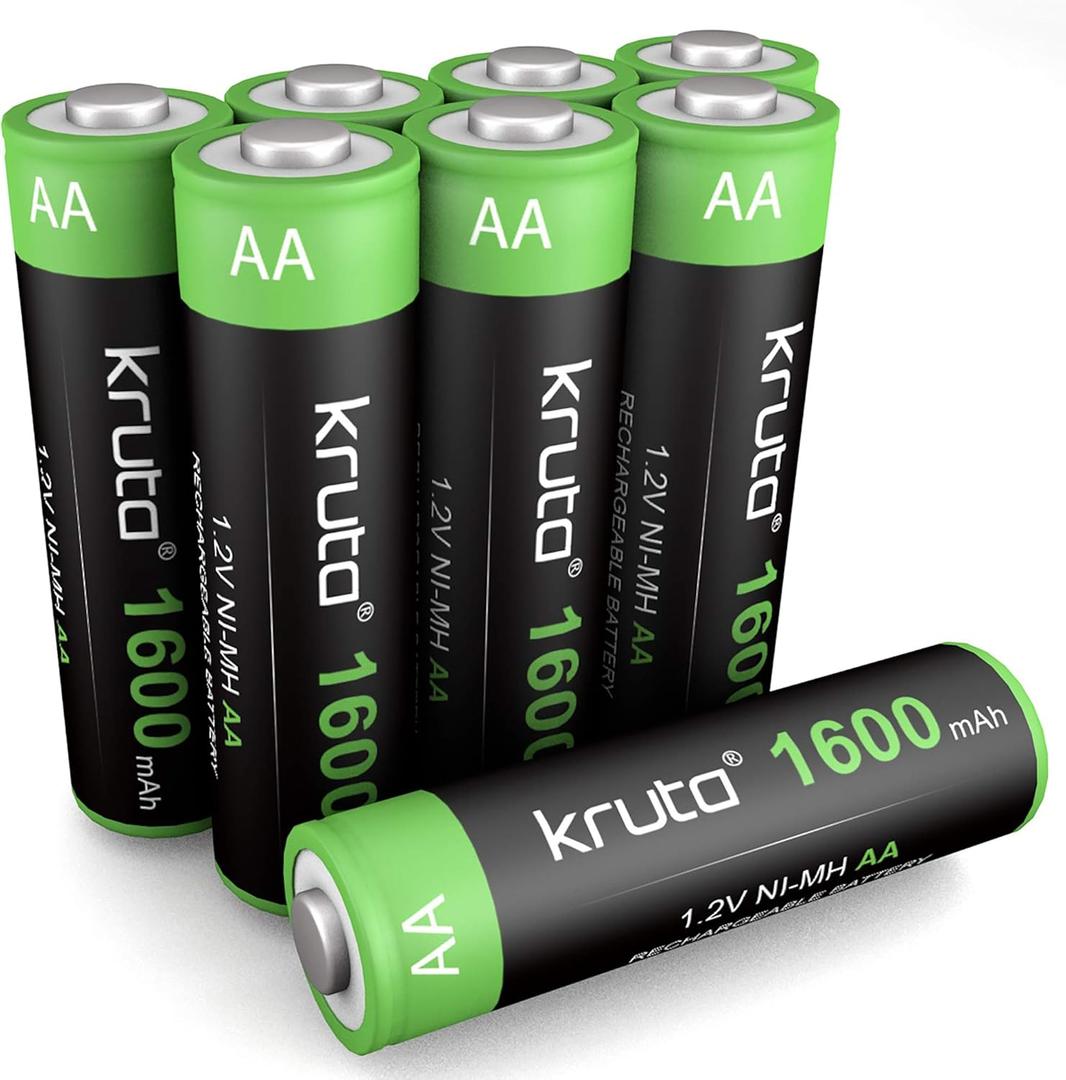 Solar Lights Batteries AA 1600mah High Capacity 1.2V Ni-MH Rechargeable AA Solar Battery for Outdoor Solar Lights, Battery String Lights, TV Remotes, Wireless Mouses, Radio, Flashlight (Pack of 8 AA)