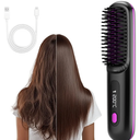 Hair Straightening Irons, Portable Straightener Brush, Cordless Hair Straightener Comb, Rechargeable Portable Hair Straightener for Women (Black)