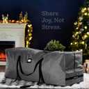 ZOBER 600D Oxford Fabric Rolling Christmas Tree Storage Bag - Fits 7.5 Ft Artificial Trees - Waterproof Christmas Tree Bag For Storage Box For Xmas, Durable Handles and Wheels - Card Slot - Gray