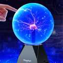 Theefun Blue Plasma Ball: 8 Inch Huge Plasma Globe Birthday Gifts Touch & Sound Sensitive Plasma Ball Lamp Electric Ball Lightning Novelty Light for Parties, Home, Prop, Room Decoration