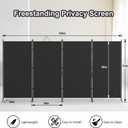 Kokorona 4 Panel Room Divider, 6FT Tall Folding Privacy Screen Wall Dividers, Portable Privacy Screen Freestanding Room Divider for Room Separation, Included - Cover Strips, Black, 136''W x 71''H