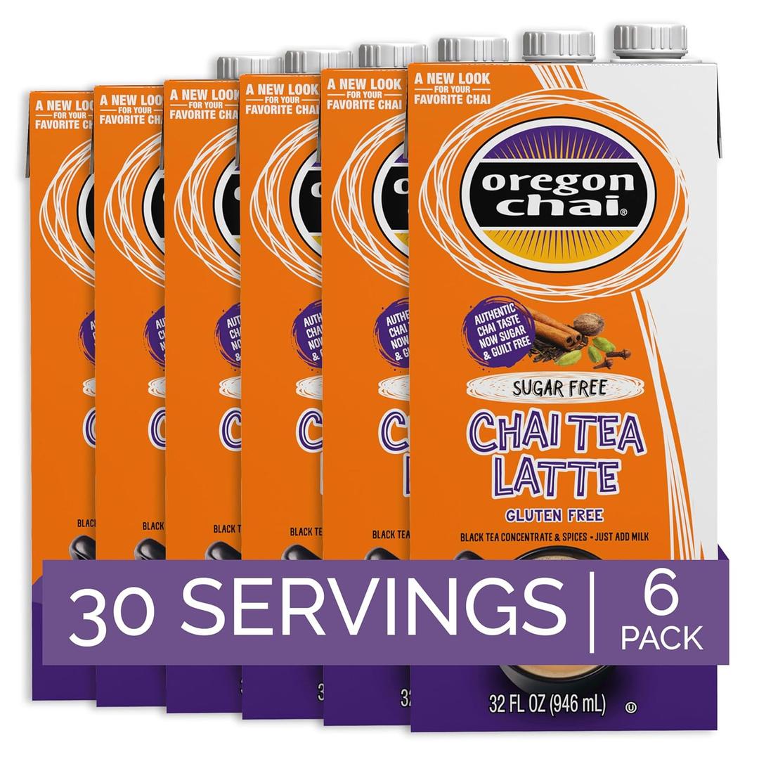 Oregon Chai Sugar Free Chai Concentrate, 32 Fluid Ounce (Pack of 6), 

EXP: May/24/2027