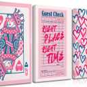 3 Pieces Modern Aesthetic Pink Queen Hearts Canvas Wall Art Retro Funky Preppy Paintings Playing Card Pictures Wall Decor Posters Prints for Living Room Girly Bedroom Dorm Office Decoration