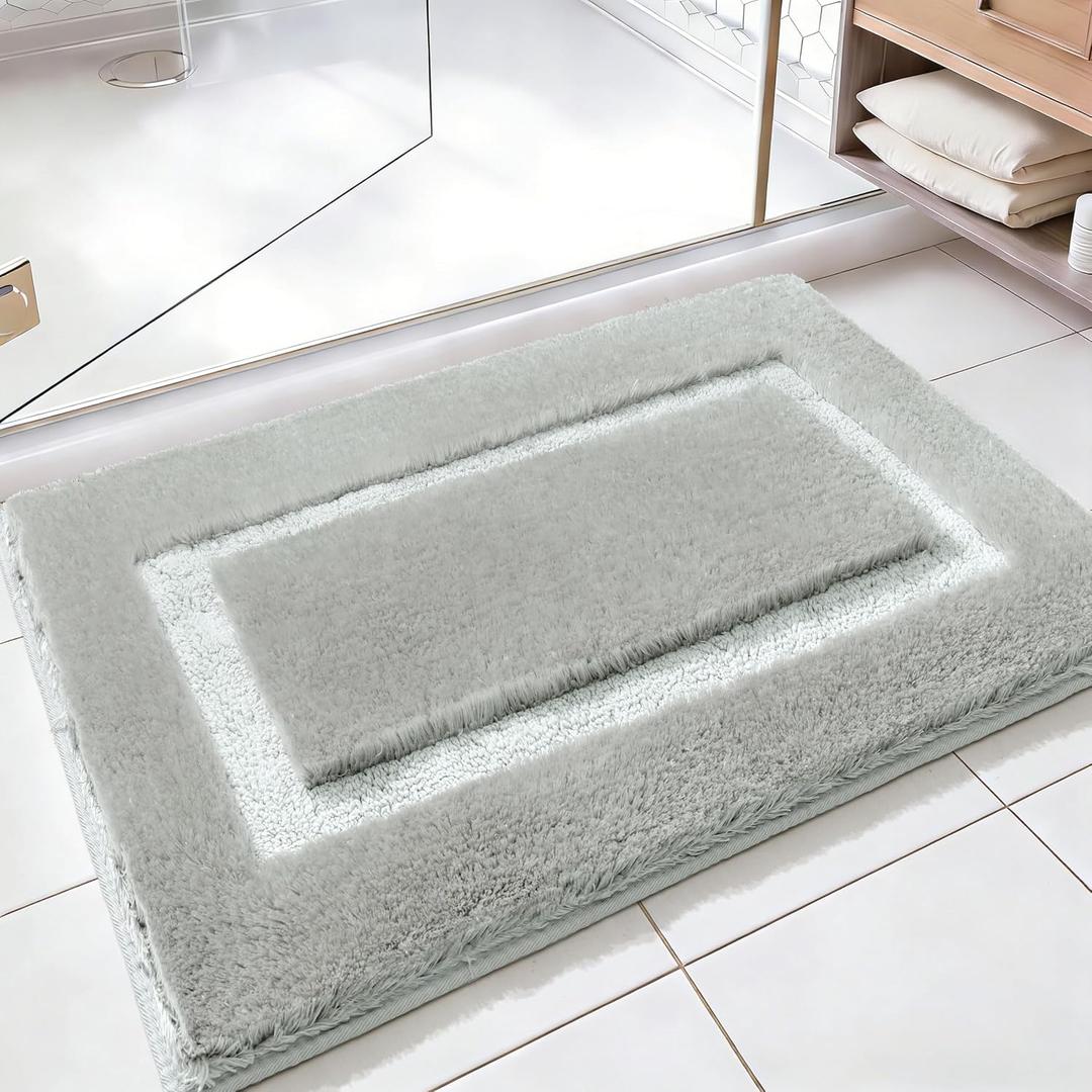 RORA Grey Bathroom Rugs,20x30 Non-Slip Plush Washable Bath Mat | Absorbent Bathroom Mat,Ultra Soft Fluffy Bath Rugs,Quick Dry Bathmats for Floor,Laundry,Tub,Home
