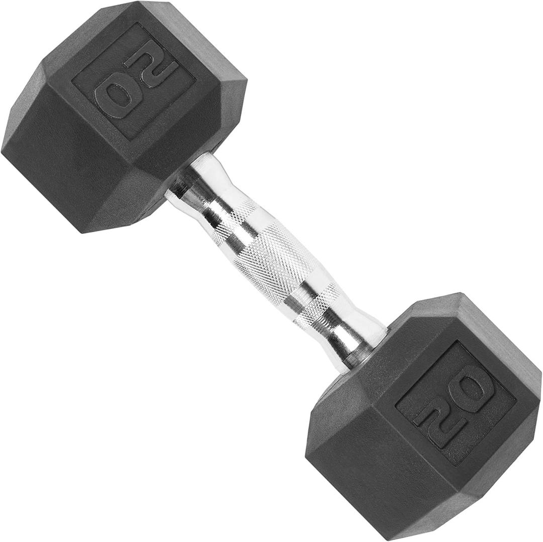 CAP Barbell 20 LB Rubber Coated Hex Dumbbell Hand Weight with Padded Grip - Pair | Comfort Grip