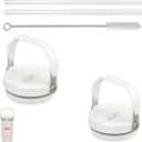 2Pack Replacement Tumbler Lid Fit for Stanley IceFlow 30 oz(Only) Flip Straw Lid, with 2Pcs Reusable Straws,1Pcs Cleaning Brush (White)