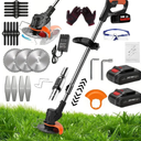 Electric Weed Wacker,Weed Eater on Battery Operated,Comes with Two 24V Batteries and Three Different Types of Blades,3 in 1 Trimmer Lawn/Cordless Trimmer for Lawn Yard Garden (Black)