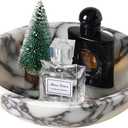 Marble Bowl,Travertine Decorative Modern Key Bowl for Entryway Table, Pedestal Bowl for Dining Table Center,Living Room, Kitchen Decor Modern Home Decor Marble Bowls (7.8 Inch) (Bulgari)