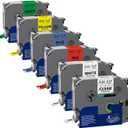 Labelwell 6-Pack TZe TZ Tape 6mm 0.23 Inch Laminated Multi Color Compatible for Brother P Touch Label Tape TZe-211 111 411 511 611 for PTouch PT-H110 D210 D220 D400, Clear/White/Red/Blue/Yellow/Green