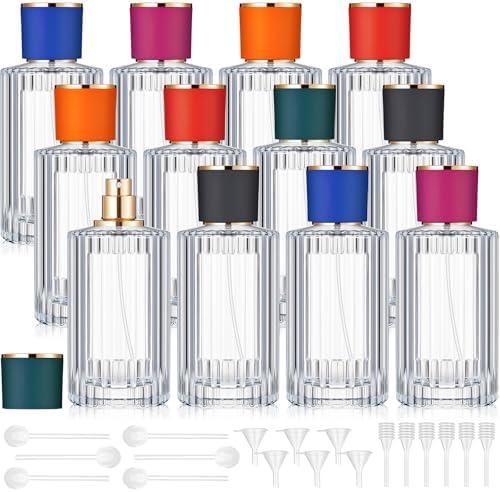 Teenyyou 10 Pcs 30/50/100ml Empty Glass Perfume Bottles Bulk Pack for Perfume Makers Refillable Atomizer Cologne Bottles DIY Vintage Fragrance Packaging Glass Bottling Supplies (Mixed Color,100 ml)