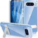 for Google Pixel 9/ Pixel 9 Pro Case, with Metal Kickstand + 2 Pack Screen Protector, Anti-Scratch, [Anti-Yellow] [Military Grade Shockproof], Hard PC Back Case for Pixel 9/ Pixel 9 Pro