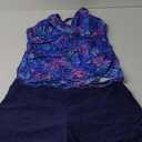 Women Tankini Swimsuits with Shorts - Two Piece Tummy Control Bathing Suits Top with Two Pockets Bottom Swimwear (XX-Large, Blue Purple Leaves)