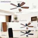 NKPU Ceiling Fans with Lights, Low Profile Ceiling Fan with Light and Remote/APP Control, DC Motor, Noiseless, Flush Mount, 42inch Brown Ceiling Fan for Bedroom Indoor/Outdoor Use