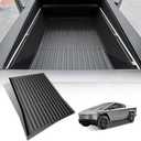 BestEvMod Truck Bed Mat Compatible with Tesla Cybertruck 2023 2024 2025 Accessories Pickup Heavyweight Cargo Liner TPE All-Weather Protection Rear, Black (Truck Bed Mat)