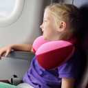 COOLBEBE Kids Travel Neck Pillow, Softly Headrest Travel Pillow for Car & Airplane, Traveling Gifts for Toddler & Children (1, Raspberry Powder)