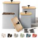 Kitchen Canisters for Countertop Set of 4 with Customizable Chalkboard Labels & Marker Pen - Big Iron Kitchen Canisters with Airtight Lids - Gray Canister Set - Flour and Sugar Containers Farmhouse