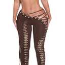 NIFTRIRY Sexy Club Outfits for Women Two Piece Set Halter Tube Tops High Waist Lace-Up Pants Matching Sets Size S