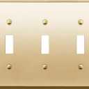 ENERLITES Toggle Light Switch Metal Wall Plate, Stainless Steel 201, Corrosion Resistant, Size 3-Gang 4.50" x 6.38", 7713-PB, Polished Brass, Gold
