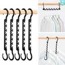 HOUSE DAY Sturdy Plastic Space Saving Hangers 12 Pack, Cascading Organizer Closet Space Saver 80% and Wrinkle Free Clothes, Multi Collapsible for Heavy Clothes, Shirts, Pants (Black)