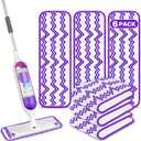 Reusable Mop Pads Compatible with Swiffer PowerMop, Microfiber Mop Pads Replacement Washable Mop Refills Pads for Dry Wet Mop, Spray Mops Pads Floor Mop Head for Hardwood Cleaning, 6 Pack