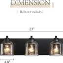 Vanity Lights for Bathroom Large 23", Farmhouse Rustic Vanity Light with Bubble Glass Shades, Black 3 Light Bathroom Lighting Fixtures Over Mirror, Bath Wall Sconce Home Decor