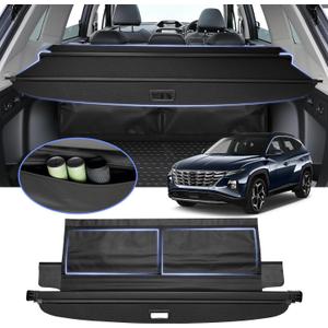 Cargo Cover for Tucson 2022-2026 Accessories with Extra Leather Pouch, Trunk Cover for Tucson Retractable Security Shield Shade Cover Upgraded Version