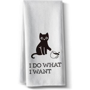 Funny Kitchen Towels,Cat Themed Dishcloth Dish Napkin Dcor,16 x 24Inch,Cute Hand Towel,High Absorbent Tea Rags,Sweet Gifts for Cat Lover Owners Mom Hostess Women New Home Housewarming