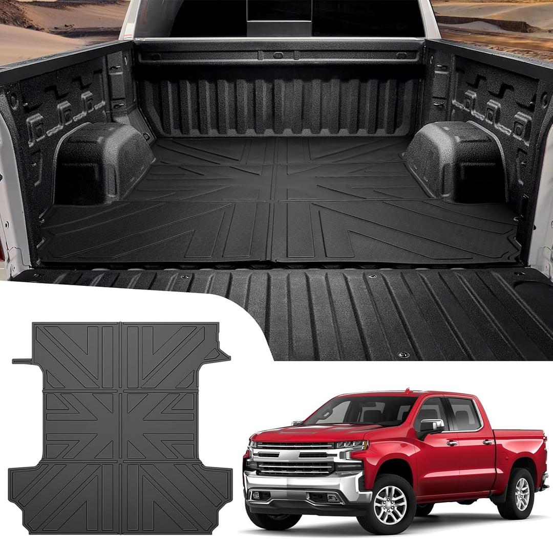 Truck Bed Liner for 2019-2024 Chevrolet Silverado/GMC Sierra 1500 5.8ft Bed Mat TPE All Weather Truck Bed Floor Liner for 2023 2024 Chevy Silverado/GMC Sierra 1500 Crew Cab Accessories