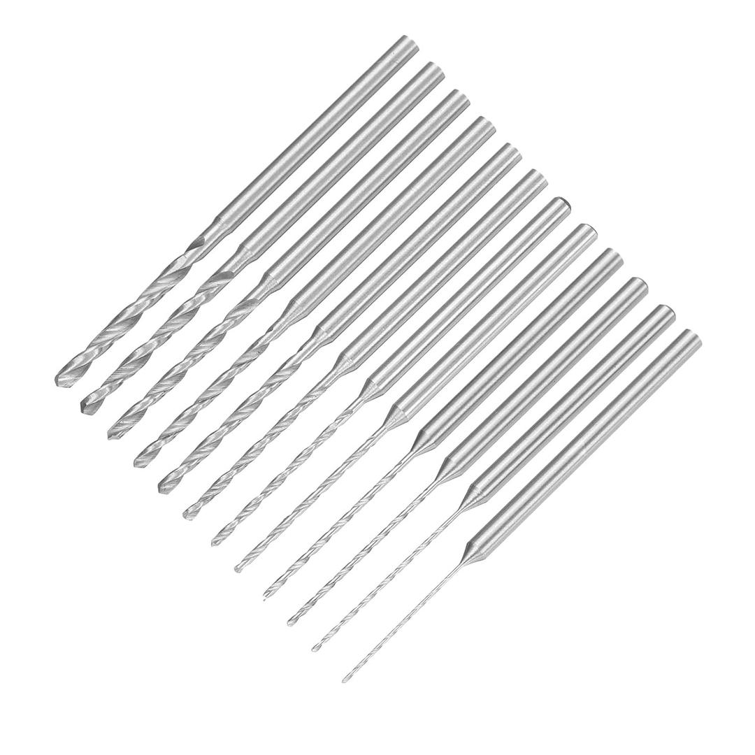 uxcell 12Pcs Mini Twist Drill Bit Set, 0.5/ 0.6/ 0.7/ 0.8/ 0.9/ 1/ 1.2/ 1.4/ 1.5/ 1.6/ 1.8/ 2mm Micro Engraving Drill Bits, High-Speed Steel 2.35mm Shank Small Jobber Bit for DIY Resin, Amber, Wood