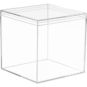 Clear box with Lid,Worasign Plastic Clear Acrylic Square Cube Containers with Lid Storage Boxes 4.7x4.7x4.7 Inches for Candy Pill ,Tiny Jewelry Beads, Coins, findings, Craft Supplies, Sewing