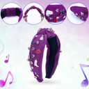 Purple Music Headband, Music Gem Knotted Headband Guitar Red Lips Butterfly Rhinestone Hairband Fashion Hair Accessories for Women Singer Fans Gift