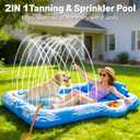 78"x50" Inflatable Tanning Pool Lounger Float with Sprinkler, Extra Large Pool Floats Adult with Pillow 6 in 1 Suntan Tub Raft Floatie with Food Drink Holder, Blow Up Tanning Bed for Summer Pool Party