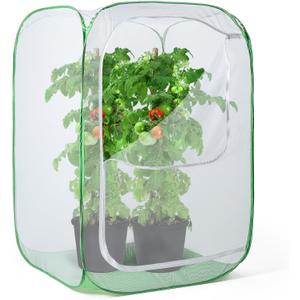 23.6" Outdoor Mesh Plant Enclosure, Plant Cover for Pests, Bird and Pest Protection Guard for Fruit, Vegetables, Flowers and Herbs Pop-Up Cage 15.7 x 15.7 x 23.6 Inches